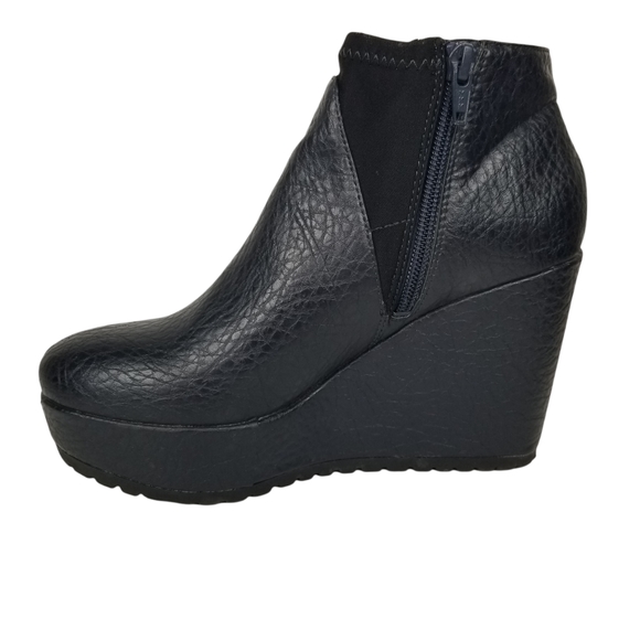 Simply Vera Vera Wang Dark Blue Vegan Leather Kline Ink Platform Wedge Boot - Picture 4 of 11